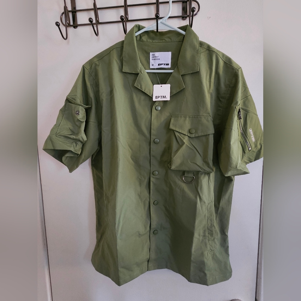Olive Green Button Up - Picture 2 of 7